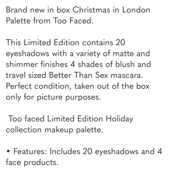 Too Faced Christmas in London Limited Edition Face Palette New